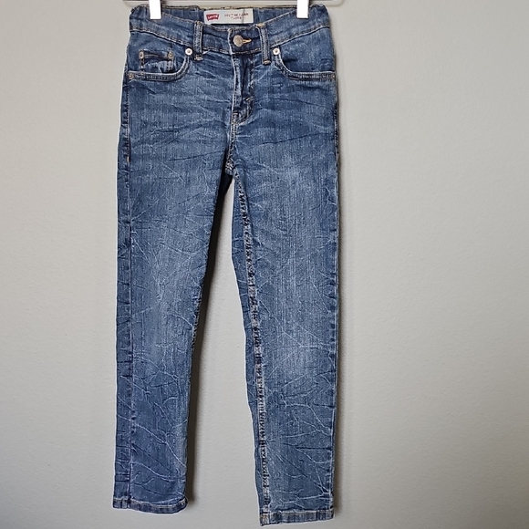 Levi's Light Blue Denim 502 Regular Taper Boy's Adjustable Waist Pants Size 8 - Picture 1 of 7